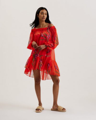 Ariizon Floral Bardot Beach Cover Up