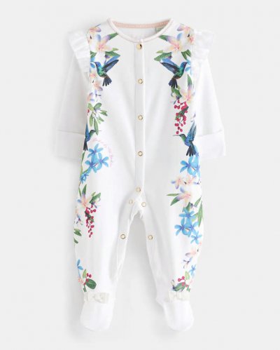 Odettyy Botanical Cotton Sleepsuit With Frill Detail