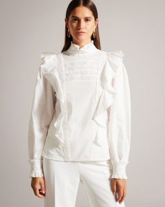 Galatia Ruffle Detail High Neck Blouse