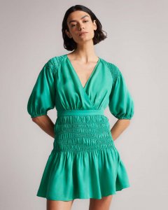 Taluna Smock Panel Wrap Mini Dress