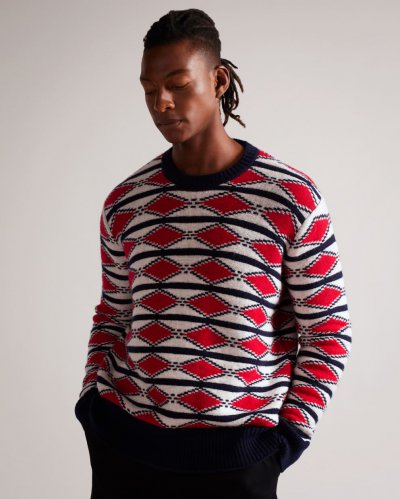 Glenfer Wool Blend Argyle Knit Jumper