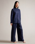 Lucihh Tailored Linen Wide Leg Trousers