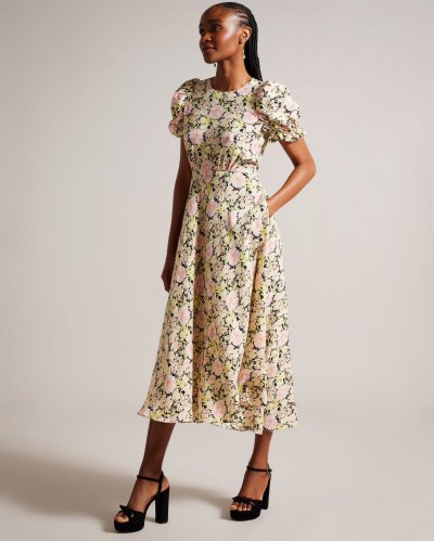 Altheea Floral Puff Sleeve Tea Dress