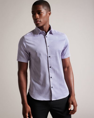 Strisho Short Sleeve Geometric Print Shirt