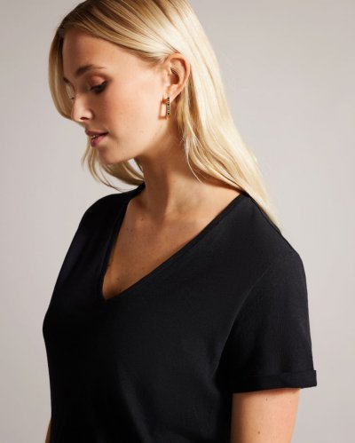 Laliita V Neck Cotton And Linen T-Shirt