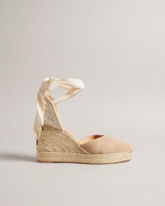 Puritas Suede Ribbon Tie Espadrille Wedges