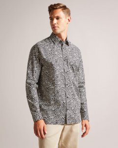 Bramley Long Sleeve Abstract Printed Texture Shirt