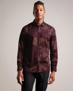 Bobbio Long Sleeve Sketchy Floral Print Shirt