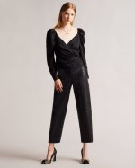 Aubinn Leather Barrel Leg Trousers