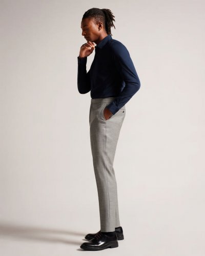 Luccat Slim Fit Herringbone Trousers