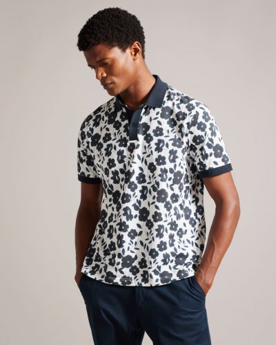 Baskst Short Sleeve Floral Polo Shirt