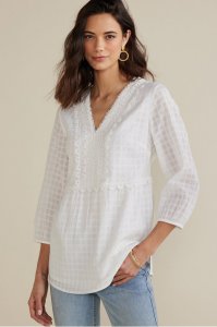 Elodie Windowpane Gauze Top