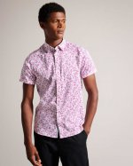 Krosa Short Sleeved Leaf Print Shirt