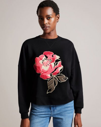 Adilinn Boucle Flower Embellished Jumper