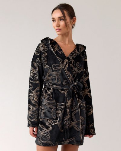 Bowwee Foil Bow Print Short Dressing Gown