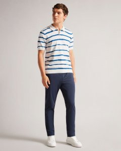 Cromer Painted Stripe Knitted Polo Shirt