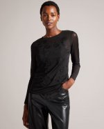 Larizaa Embroidered Mesh Top