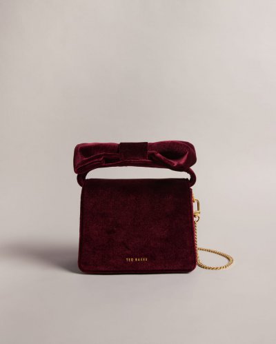 Nialina Velvet Bow Flap Over Bag