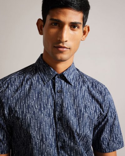 Rieti Short Sleeve Fountain Pen Print Shirt