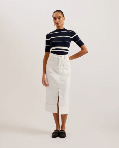 Jomana Denim Midi Pencil Skirt