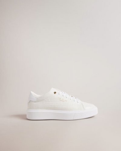 Artimi Leather Croc Texture Platform Trainers