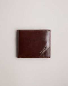 Prugs Embossed Corner Leather Bifold Coin Wallet