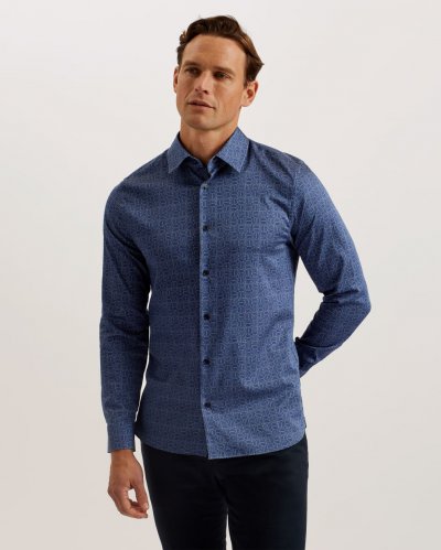 Endover Slim Fit Geometric Print Shirt