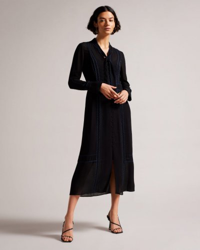 Claiirr Button Through Midi Shirt Dress