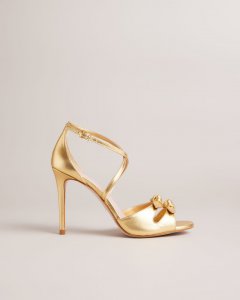 Bicci Leather Bow Heeled Sandals