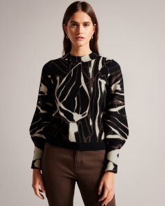 Marelia Abstract Jumper With Puff Sleeve