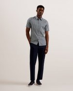 Rockhum Slim Fit Geometric Print Cotton Shirt