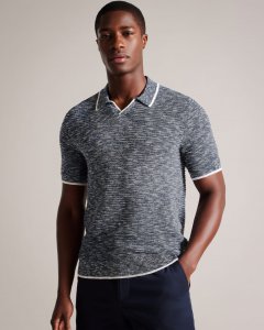 Plantr Open Collar Marled Polo Shirt