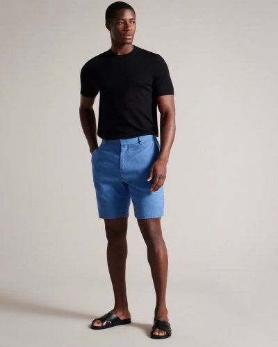 Leder Linen Blend Half Elasticated Shorts