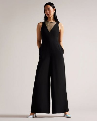 Janvier Low V Crystal Embellished Jumpsuit