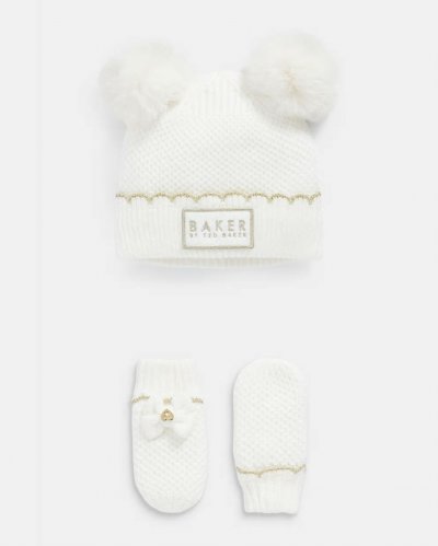 Snowaya Double Pom Pom Hat And Mitten Set