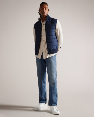 Dejas Funnel Neck Gilet With Knitted Back