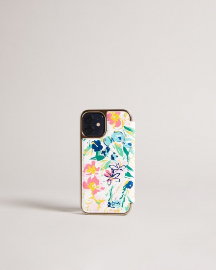 Tila Sketchy Magnolia iPhone 12 / 12 Pro Mirror Case - Click Image to Close