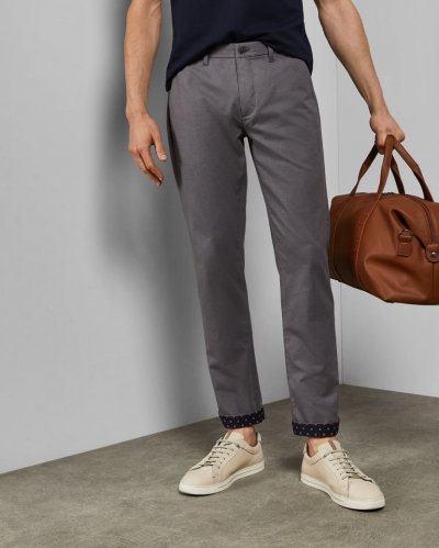 Slintea Slim Fit Textured Cotton Trousers