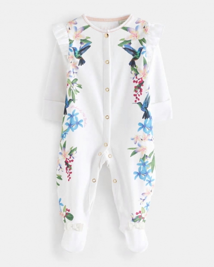 Odettyy Botanical Cotton Sleepsuit With Frill Detail - Click Image to Close