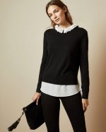 Nansea Floral Collar Mockable Sweater