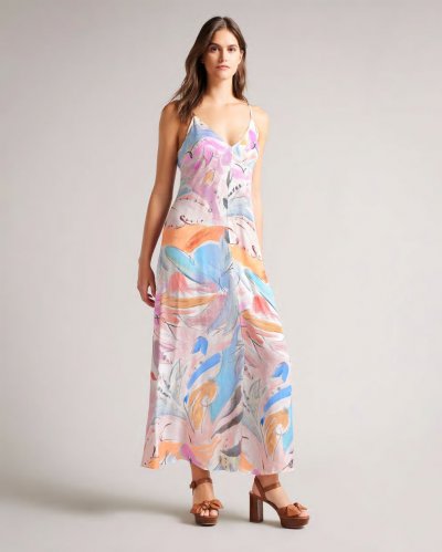 Lizybet Abstract Print Strappy Maxi Dress