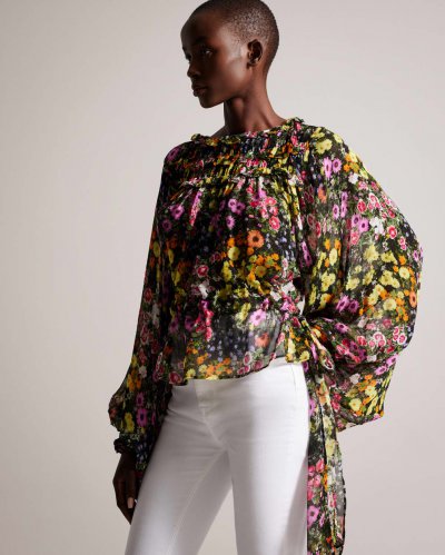 Saskiha Floral Blouse With Waist Tie