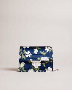 Jenia Floral Print Satin Crossbody Bag