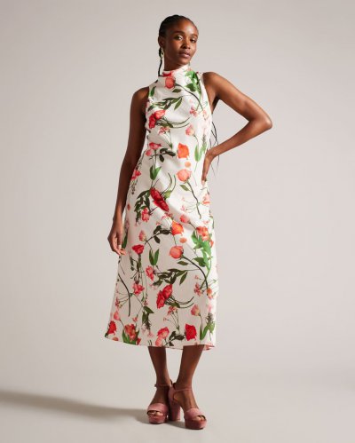 Connihh High Neck Floral Midaxi Slip Dress