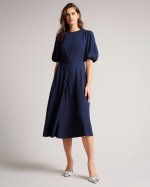 Jillia Asymmetric Tie Midi Dress