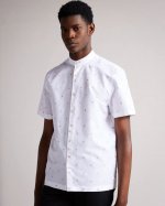 Lainney Short Sleeve Grandad Collar Coupe Shirt