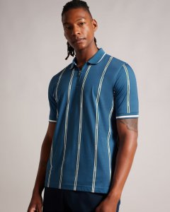 Sisons Short Sleeve Zip Polo With Striped Branding