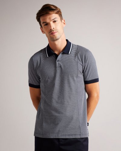 Taigaa Short Sleeve Regular Striped Panelled Polo