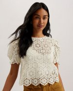 Ambya Crochet Knit Puff Sleeve Top