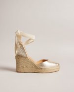 Purita Leather Ribbon Tie Espadrille Wedges